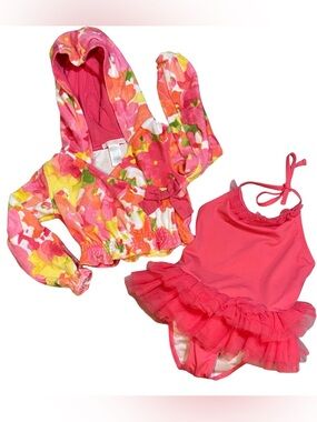Janie and Jack Impressions of Spring Floral Hooded Cover-Up & Tutu Swimsuit 3T